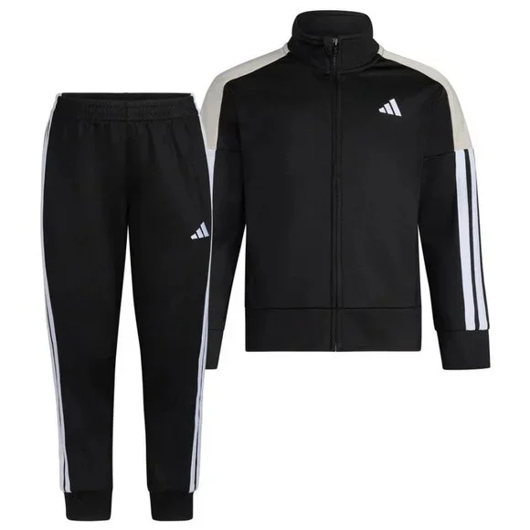 adidas Toddler Set Boys Jacket PANTS Tracksuit Black Size 2T/3T/4T/5/7 New - Picture 2 of 5